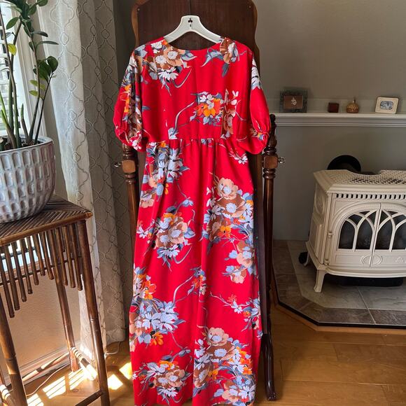 Vintage Nani Of Hawaii Maxi Hawaiian Dress 1970s Size 12 (small) Floral Red - Picture 2 of 11